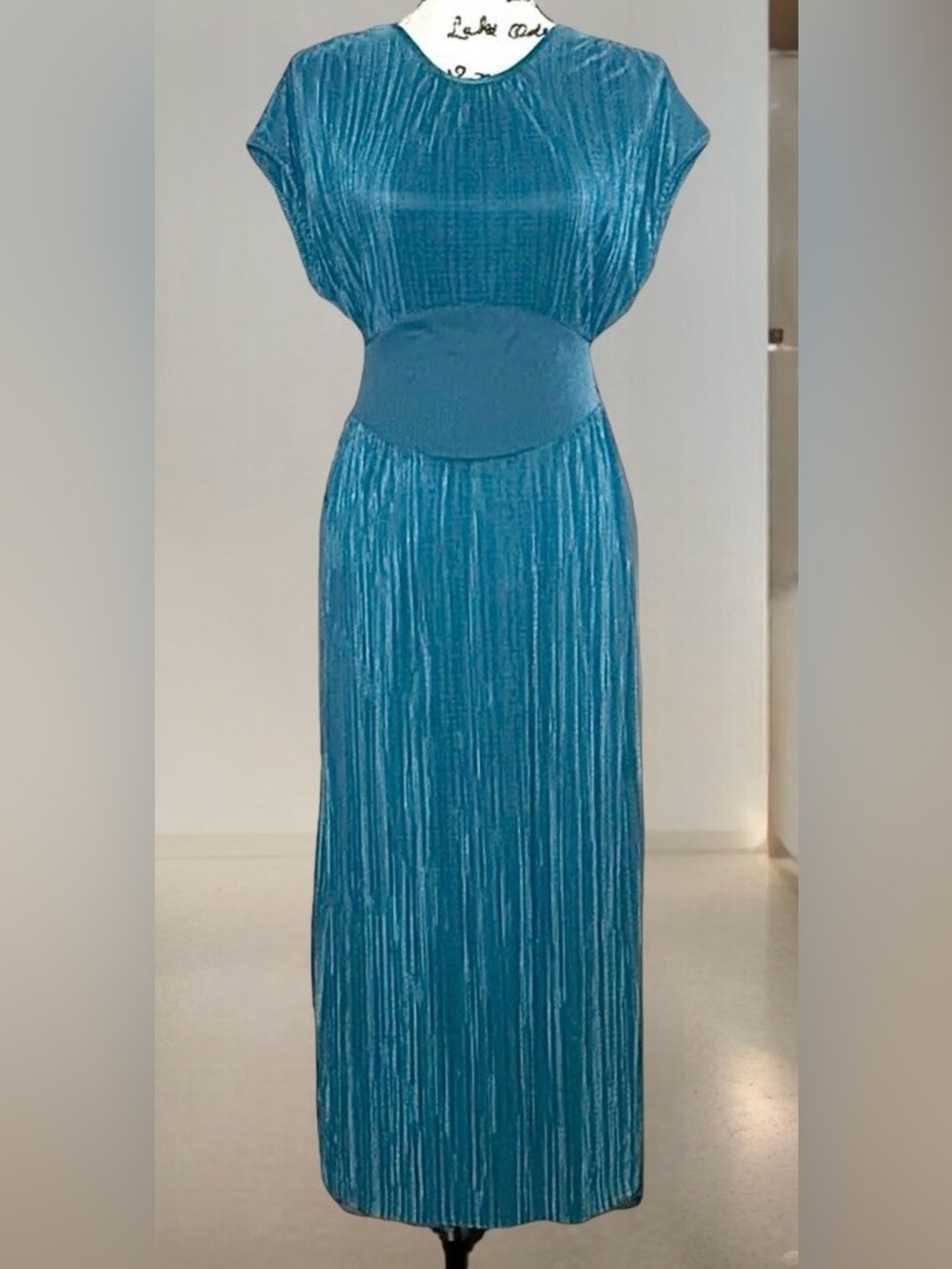 Zara Teal Pleated Maxi Dress